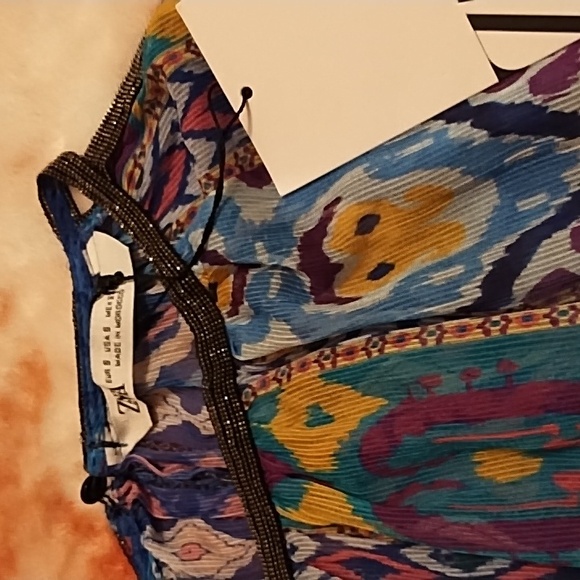 Zara Beaded Trim Flowing Sheer Top - Picture 4 of 10